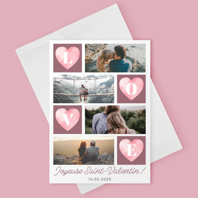 Le Collage Photo: Cœurs Amour - Carte De Vœux