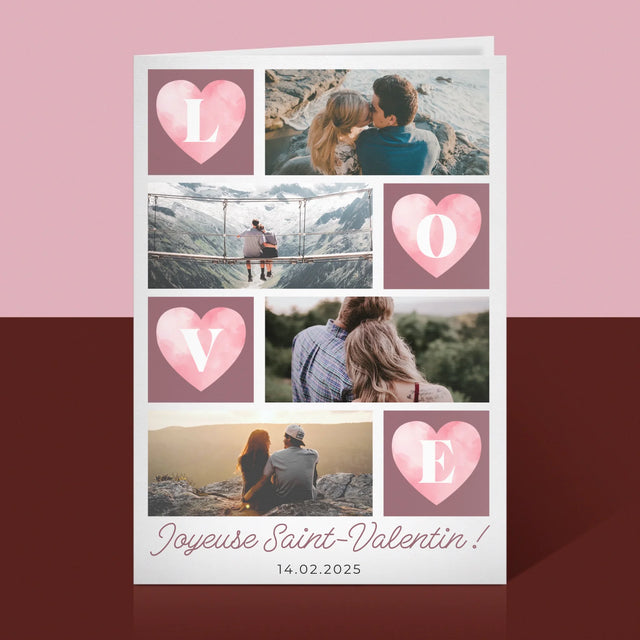 Le Collage Photo: Cœurs Amour - Carte De Vœux