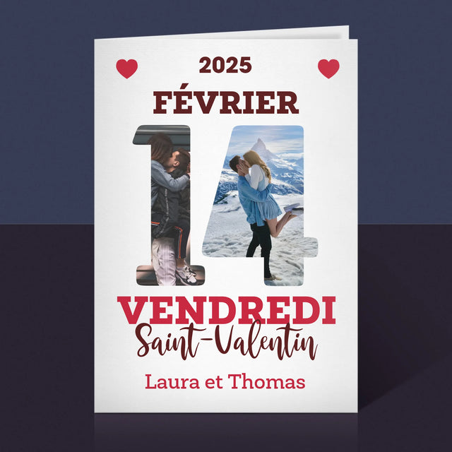 Collage Photo De Lettre: Carte Calendrier Saint-Valentin - Carte De Vœux