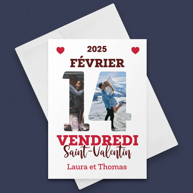 Collage Photo De Lettre: Carte Calendrier Saint-Valentin - Carte De Vœux