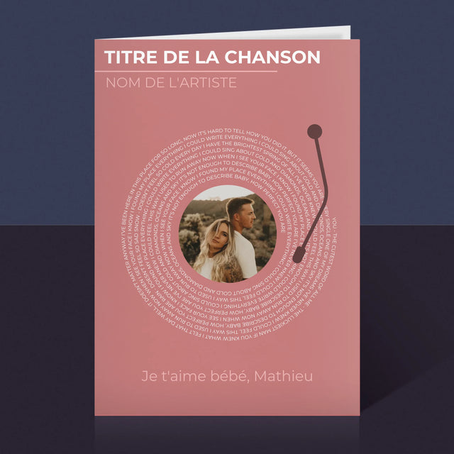 La Photo Et Un Texte: Notre Chanson Disque Vinyle - Carte De Vœux