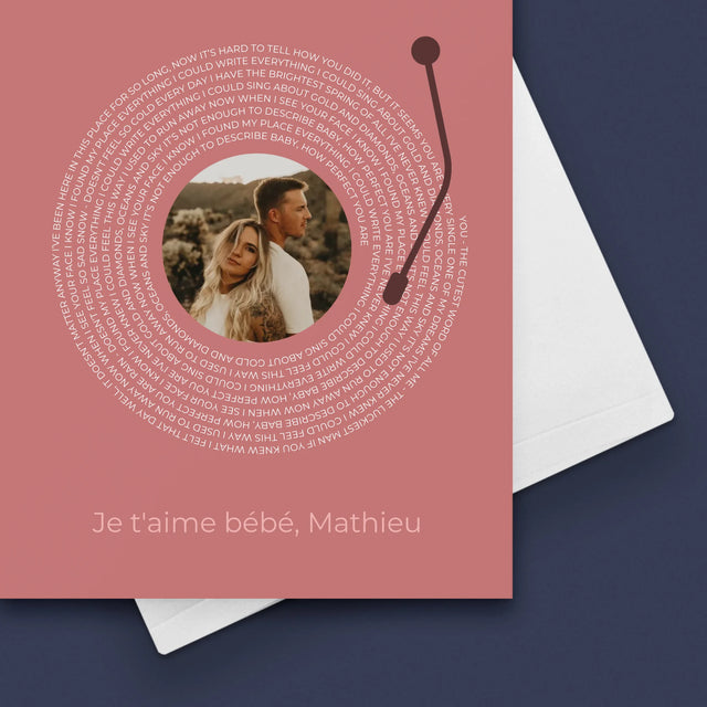 La Photo Et Un Texte: Notre Chanson Disque Vinyle - Carte De Vœux