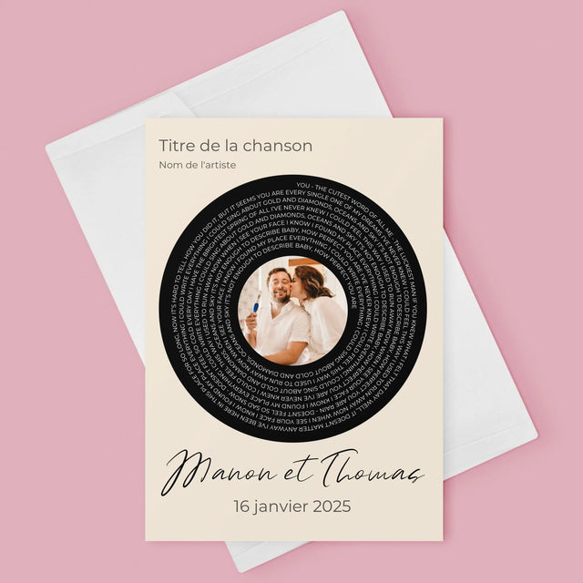 La Photo Et Un Texte: Paroles De Chanson Avec Votre Photo - Carte De Vœux
