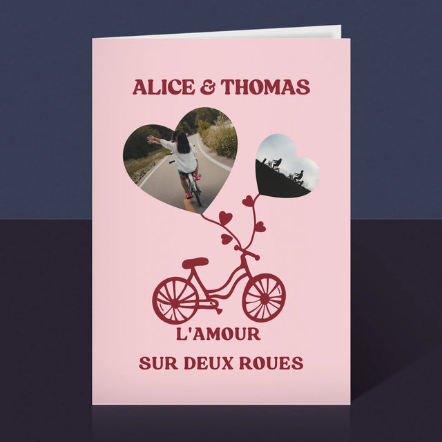 Le Collage Photo: L'Amour Sur Deux Roues - Carte De Vœux