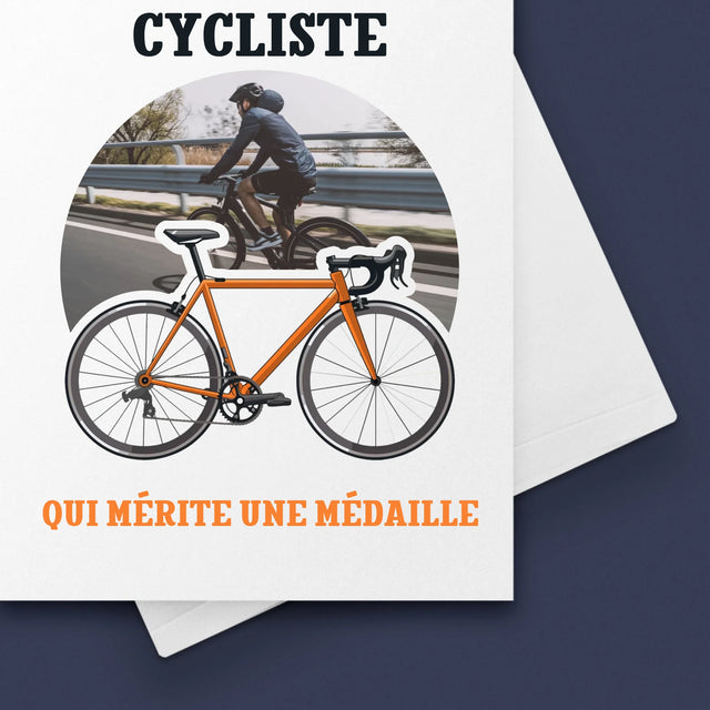 La Photo Et Un Texte: Cycliste Qui Mérite Une Médaille - Carte De Vœux
