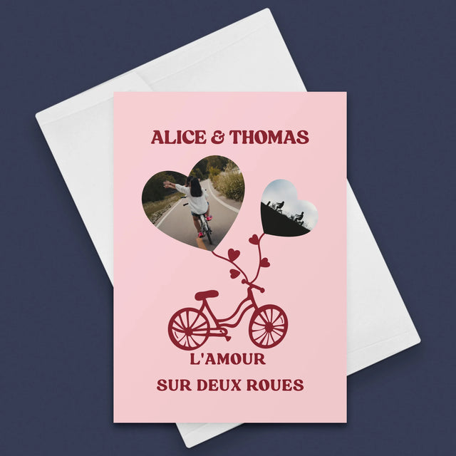Le Collage Photo: L'Amour Sur Deux Roues - Carte De Vœux