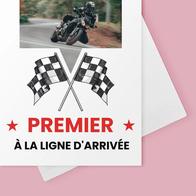 La Photo Et Un Texte: Premier À La Ligne D'Arrivée - Carte De Vœux