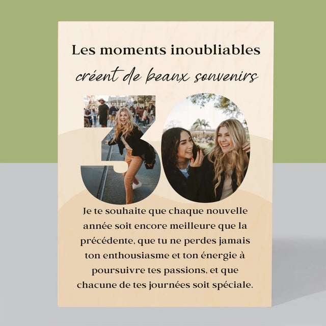 Collage Photo De Lettre: 30 Anniversaire - Impression Sur Bois 
