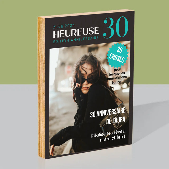 La Couverture De Magazine: Heureuse 30 - Impression Sur Bois 