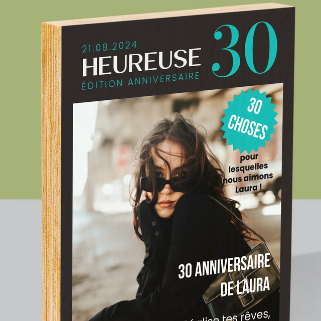 La Couverture De Magazine: Heureuse 30 - Impression Sur Bois 