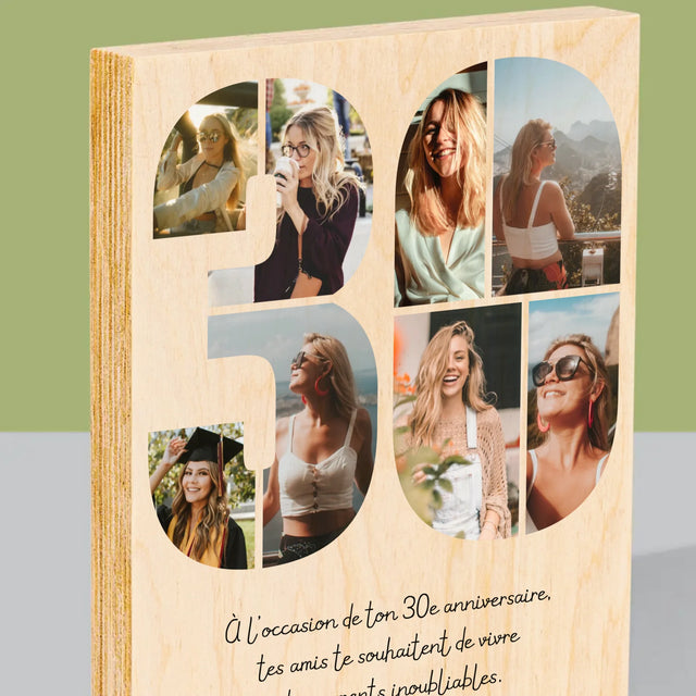Le Collage Photo: 30E Anniversaire, Vœux - Impression Sur Bois 