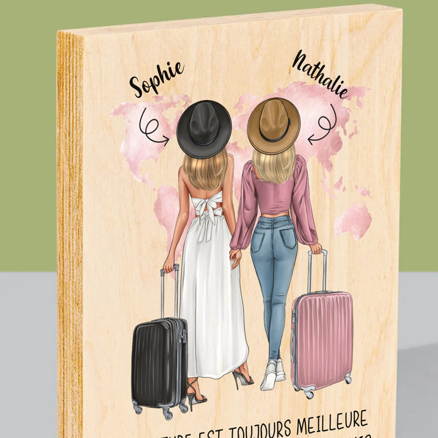 La Création Du Personnage: Amies Voyageuses - Impression Sur Bois 