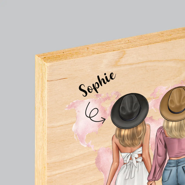 La Création Du Personnage: Amies Voyageuses - Impression Sur Bois 