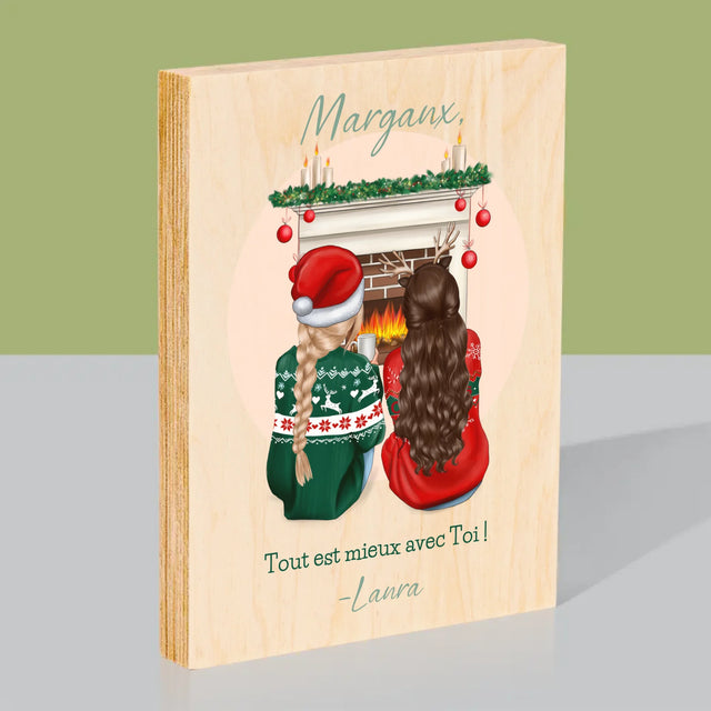 La Création Du Personnage: Les Meilleures Amies À Noël - Impression Sur Bois 