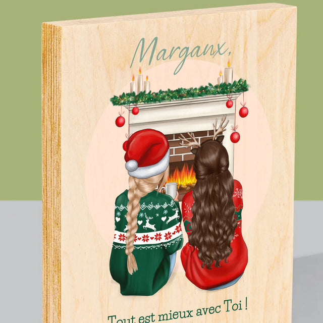 La Création Du Personnage: Les Meilleures Amies À Noël - Impression Sur Bois 