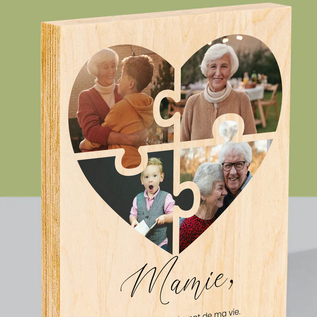 Le Collage Photo: Casse-Tête, Un Cœur Pour Grand-Mère - Impression Sur Bois 