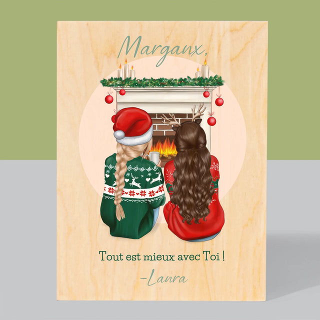 La Création Du Personnage: Les Meilleures Amies À Noël - Impression Sur Bois 