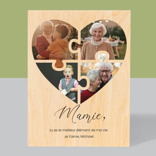 Le Collage Photo: Casse-Tête, Un Cœur Pour Grand-Mère - Impression Sur Bois 