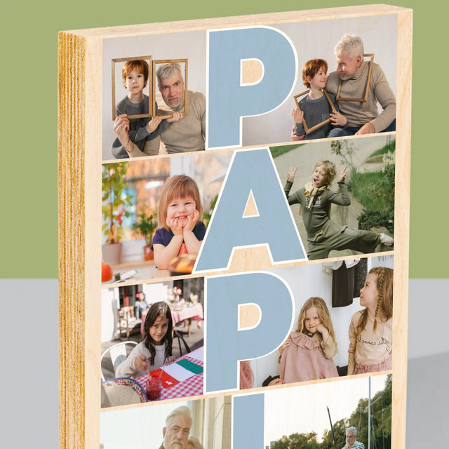 Le Collage Photo: Papi - Impression Sur Bois 