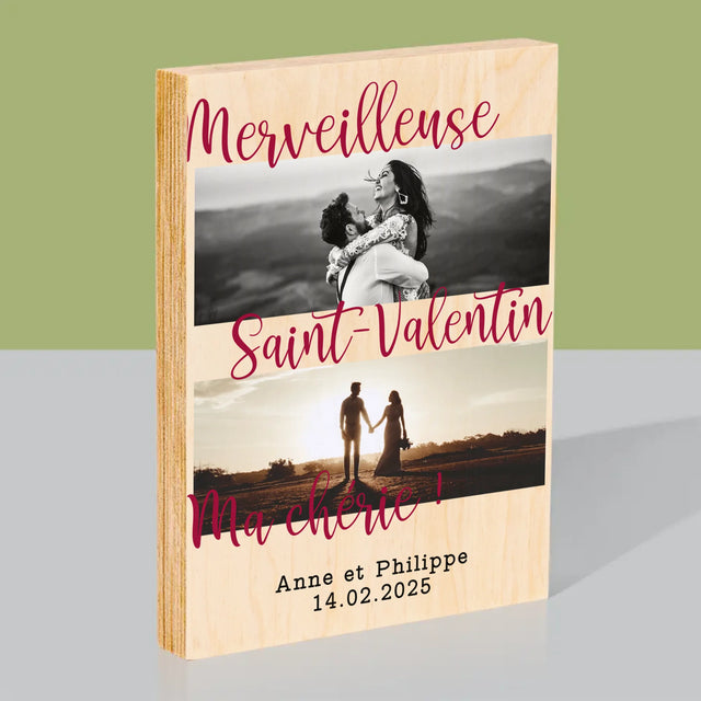 Le Collage Photo: Merveilleuse Saint-Valentin - Impression Sur Bois 