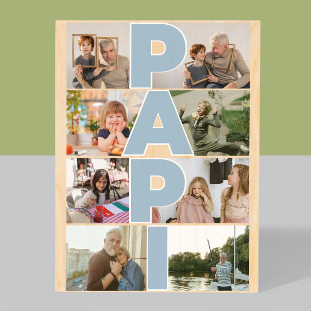 Le Collage Photo: Papi - Impression Sur Bois 