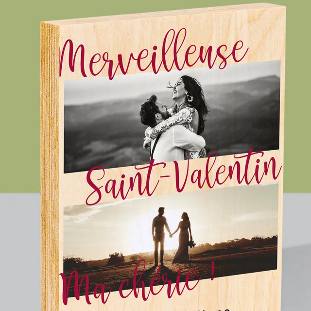 Le Collage Photo: Merveilleuse Saint-Valentin - Impression Sur Bois 