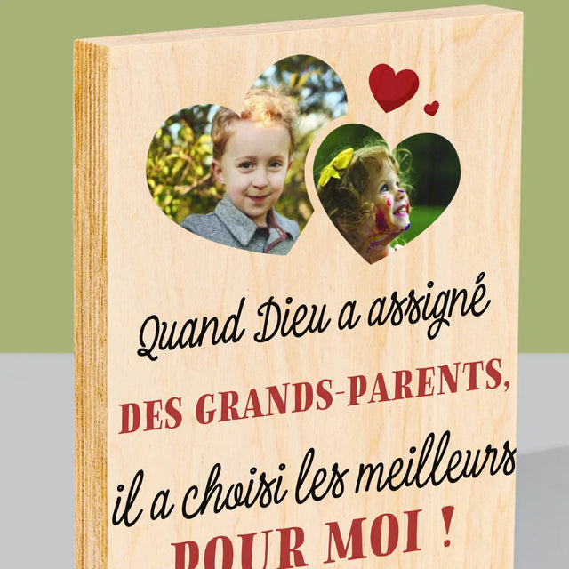 Le Collage Photo: Quand Dieu A Assigné Les Grands-Parents - Impression Sur Bois 