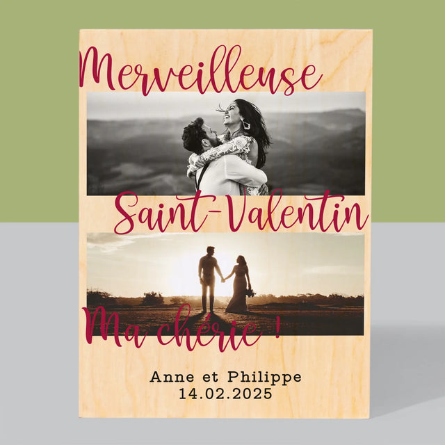 Le Collage Photo: Merveilleuse Saint-Valentin - Impression Sur Bois 