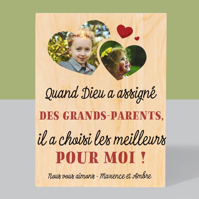 Le Collage Photo: Quand Dieu A Assigné Les Grands-Parents - Impression Sur Bois 