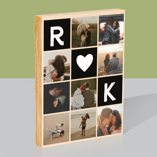 Le Collage Photo: Les Monogrammes D'Amour Avec Photos - Impression Sur Bois 