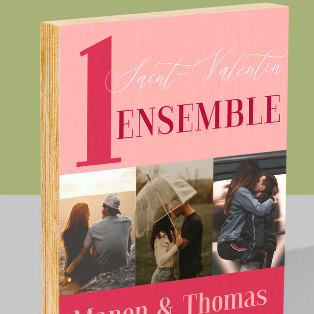 Le Collage Photo: Première Saint-Valentin Ensemble - Impression Sur Bois 