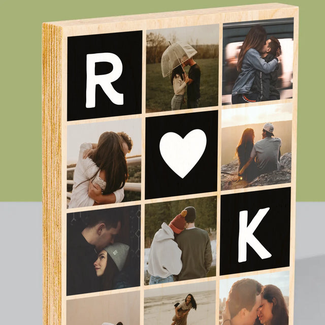 Le Collage Photo: Les Monogrammes D'Amour Avec Photos - Impression Sur Bois 