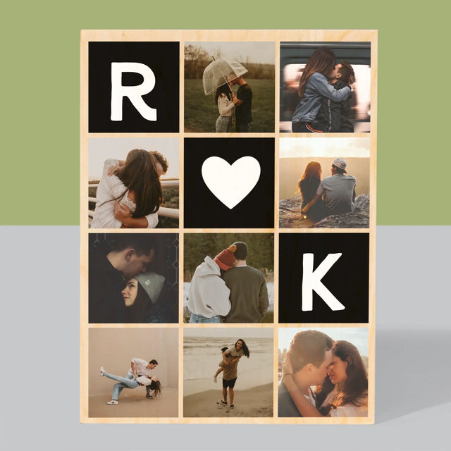 Le Collage Photo: Les Monogrammes D'Amour Avec Photos - Impression Sur Bois 
