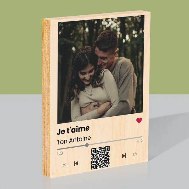 La Photo Et Un Texte: Spotify Avec Code Qr - Impression Sur Bois 