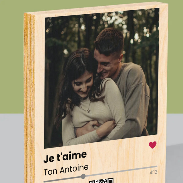 La Photo Et Un Texte: Spotify Avec Code Qr - Impression Sur Bois 
