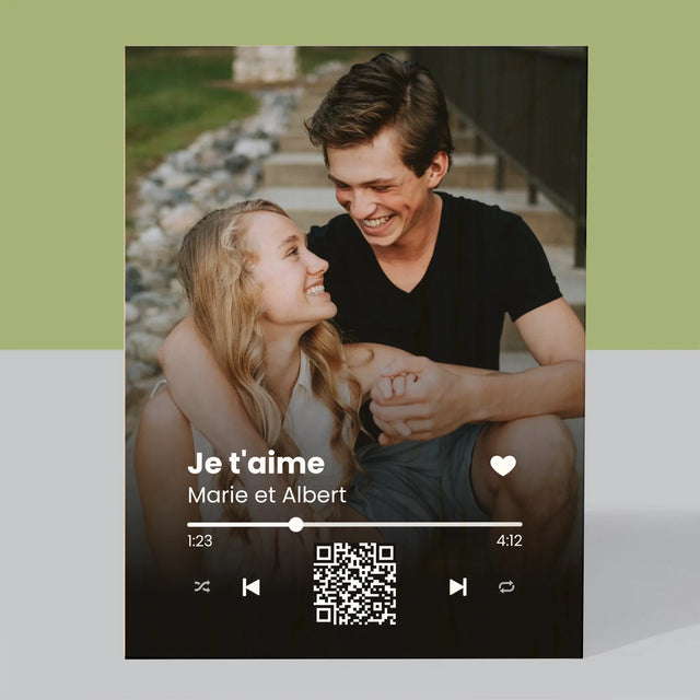 La Photo Et Un Texte: Votre Chanson Code Qr  - Impression Sur Bois 