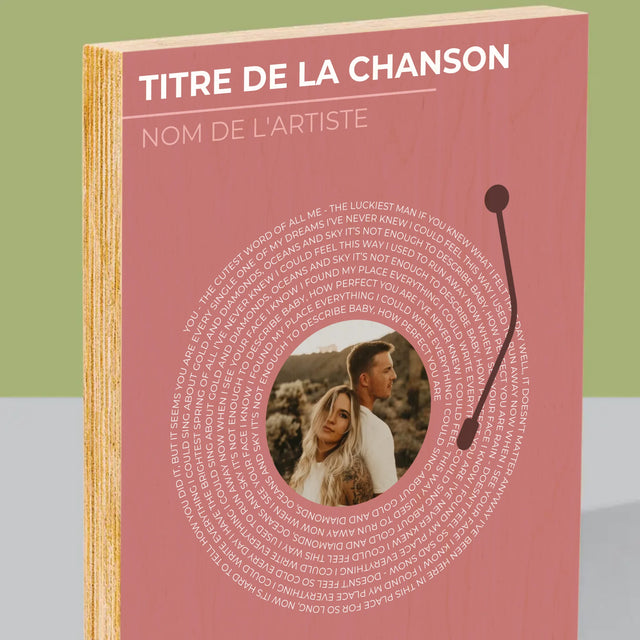 La Photo Et Un Texte: Notre Chanson Disque Vinyle - Impression Sur Bois 