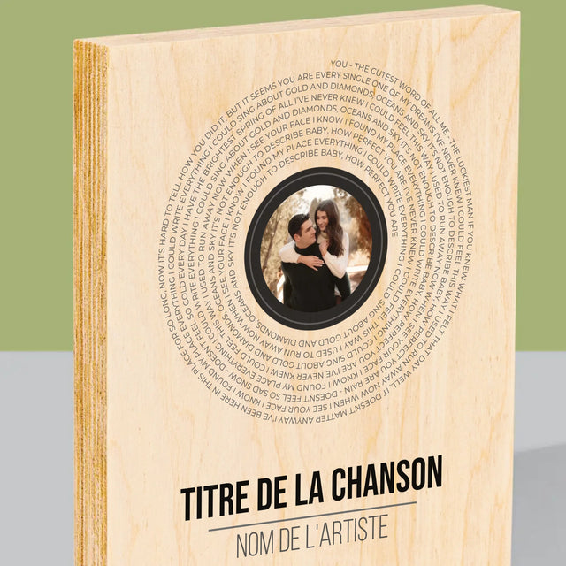 La Photo Et Un Texte: Paroles De Chansons Sur L'Album - Impression Sur Bois 