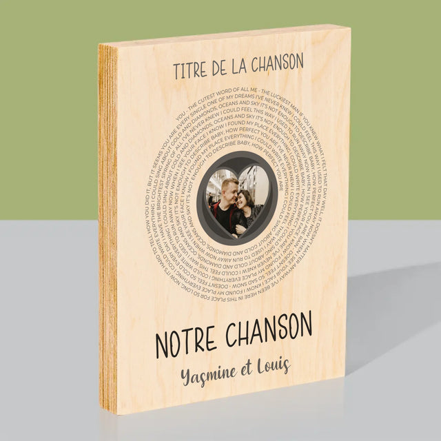 La Photo Et Un Texte: Notre Chanson Avec Les Paroles - Impression Sur Bois 
