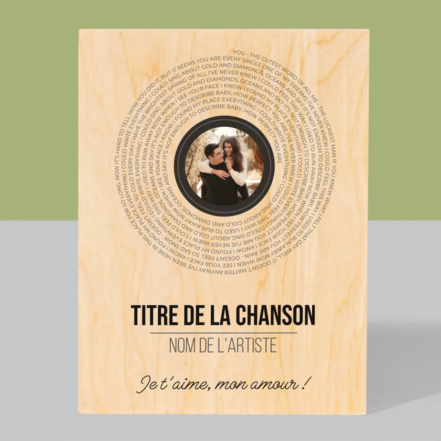 La Photo Et Un Texte: Paroles De Chansons Sur L'Album - Impression Sur Bois 