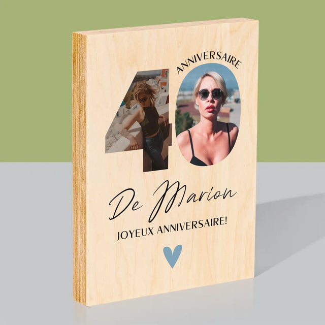Collage Photo De Lettre: 40 Ans, Des Beaux Moments - Impression Sur Bois 