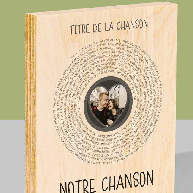 La Photo Et Un Texte: Notre Chanson Avec Les Paroles - Impression Sur Bois 