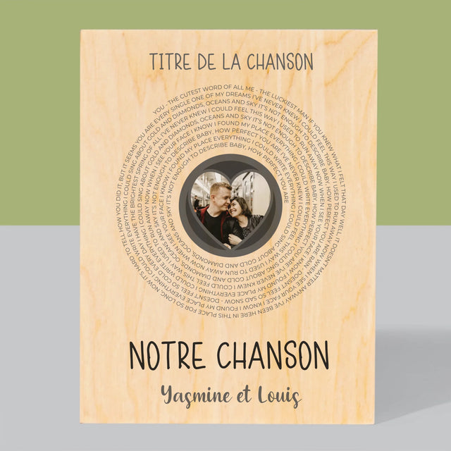 La Photo Et Un Texte: Notre Chanson Avec Les Paroles - Impression Sur Bois 