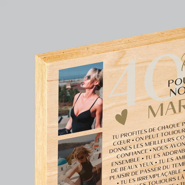 Le Collage Photo: 40 Raisons - Impression Sur Bois 