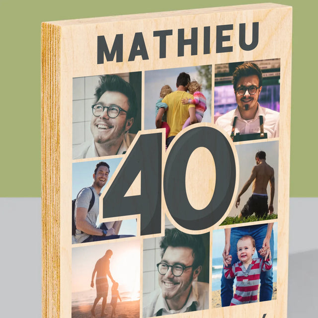 Le Collage Photo: 40 Ans - Impression Sur Bois 