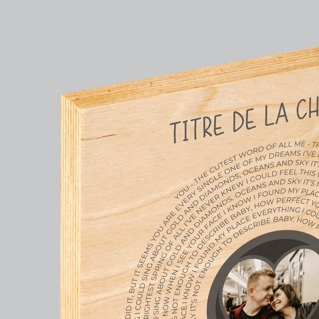La Photo Et Un Texte: Notre Chanson Avec Les Paroles - Impression Sur Bois 