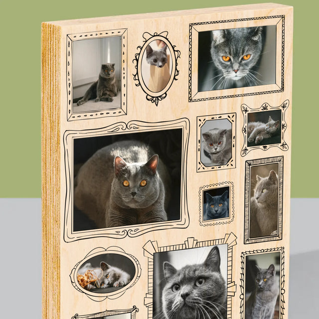 Le Collage Photo: Un Mur D'Exposition Avec Un Animal - Impression Sur Bois 