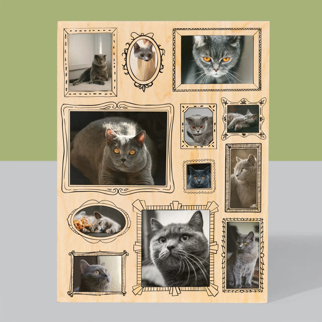 Le Collage Photo: Un Mur D'Exposition Avec Un Animal - Impression Sur Bois 