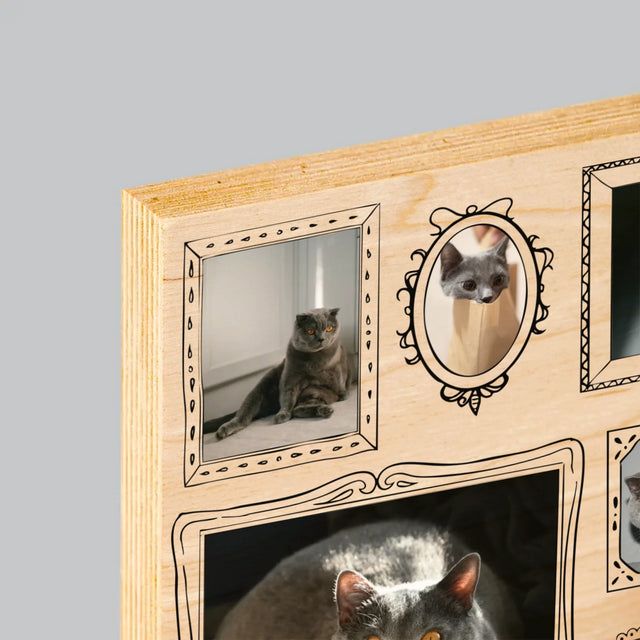 Le Collage Photo: Un Mur D'Exposition Avec Un Animal - Impression Sur Bois 