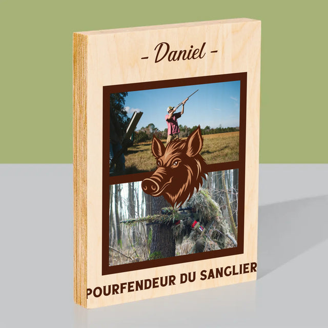 Le Collage Photo: Pourfendeur Du Sanglier - Impression Sur Bois 